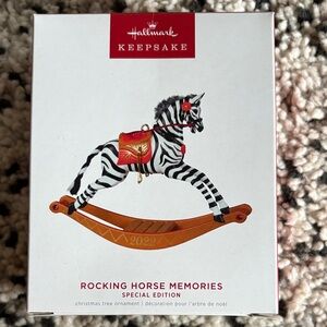 Hallmark Keepsake Zebra Rocking Horse Ornament with Red and Gold Accents